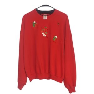 Vintage Strawberry Embroidered Crew Heavyweight Sweatshirt EUC Suze XL 9…